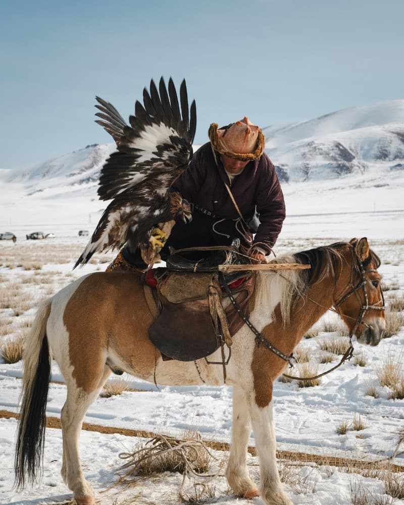 Eagle Hunter Horseback Snow